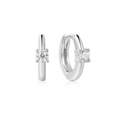 Silver Solitaire Cubic Zirconia Mini Huggies